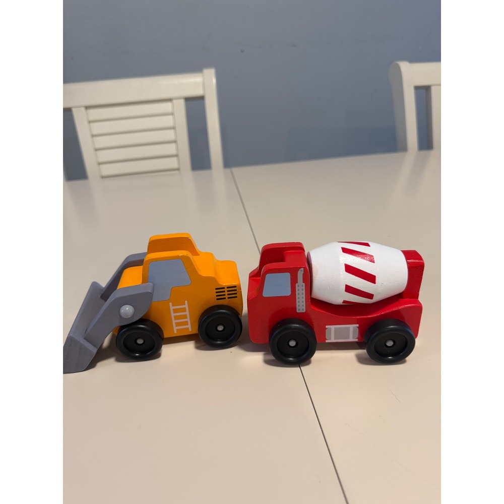 Melissa & Doug Wooden Construction Vehicle Set Front Loader Cement Mixer 656